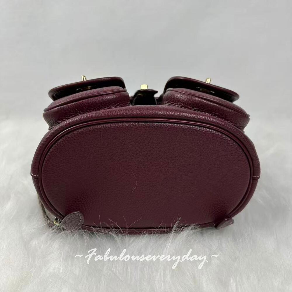 Coach Hadley Backpack In Leather Brass/Dark Wine CBH09 NWT - Picture 6 of 8